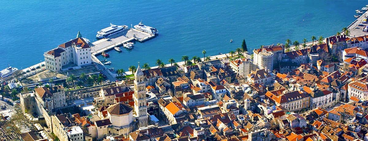 arial panorama of Split, Croatia